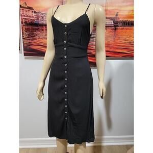 Code X Mode Womens Size M Black Dress Button Front Spaghetti Strap Cutouts #5